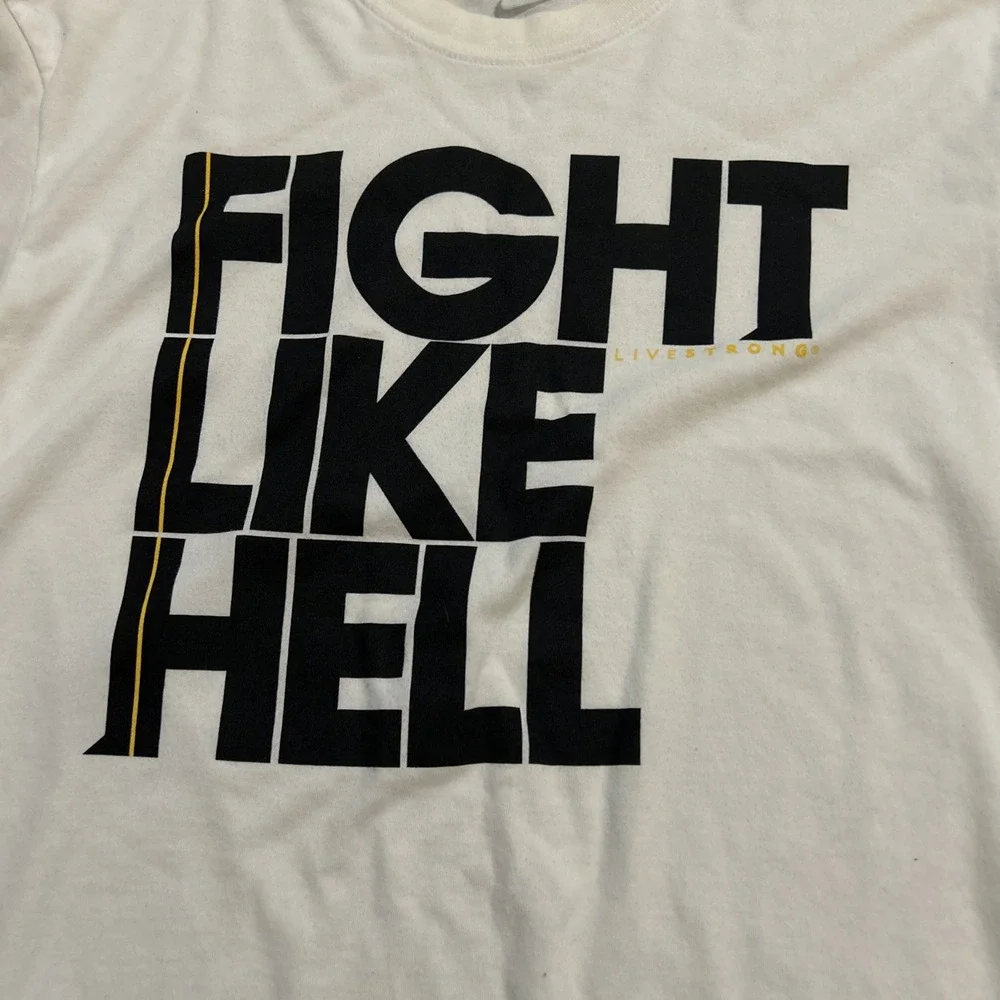 NIKE DRI FIT LIVESTRONG Y2K 90s  LANCE ARMSTRONG White T SHIRT MENs SZ M